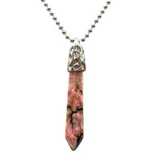 Rhodonite Crystal Point Necklace | Handmade